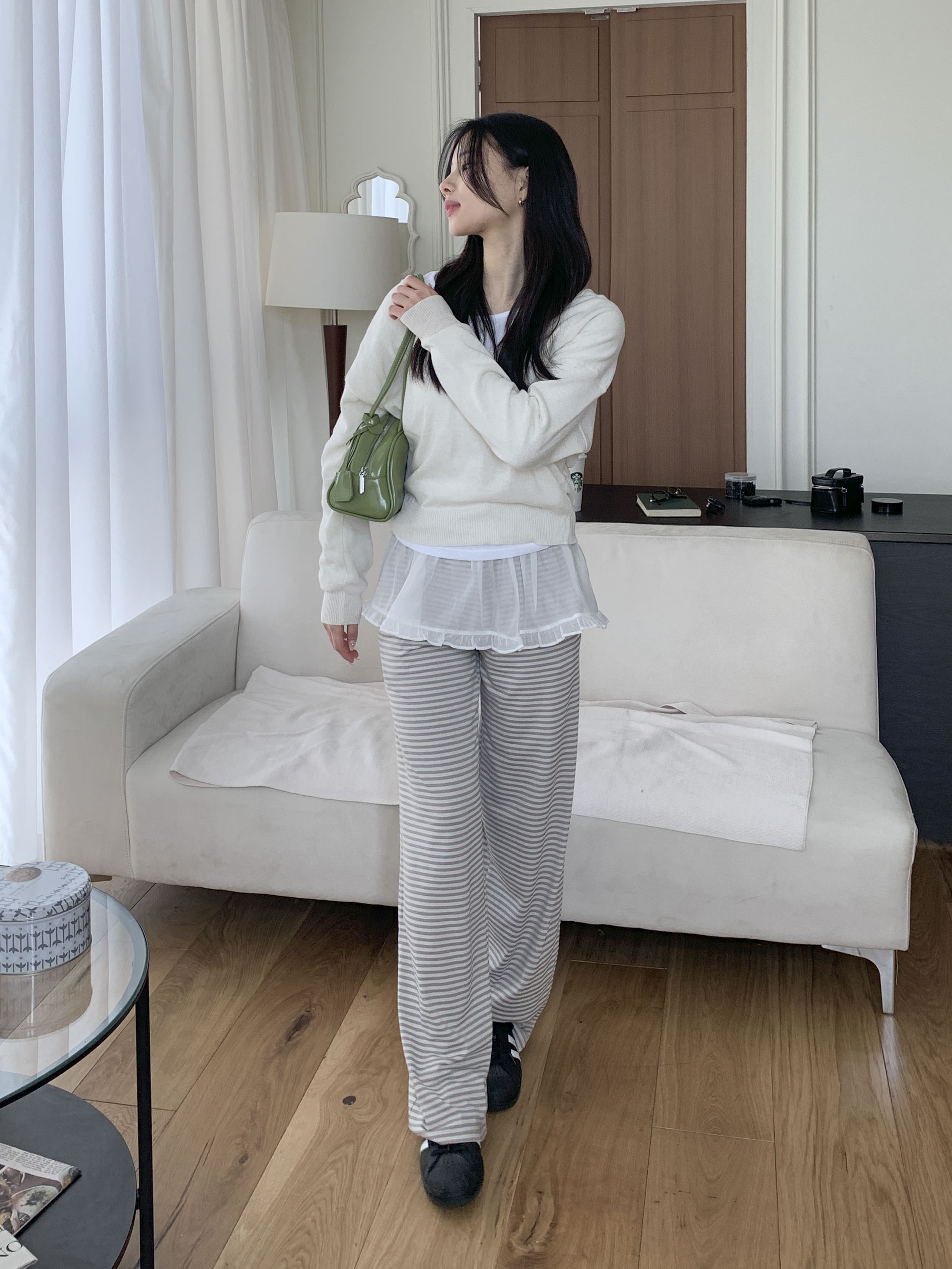 [빈티지♥/하체커버] 밀루 스트라이프 단가라 밴딩 팬츠 3color 상세 이미지 20