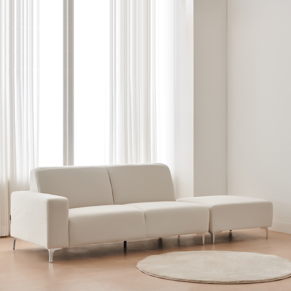 이노센트 다운 아쿠아텍스 패브릭 소파 스툴미포함, 아이보리, 3인용