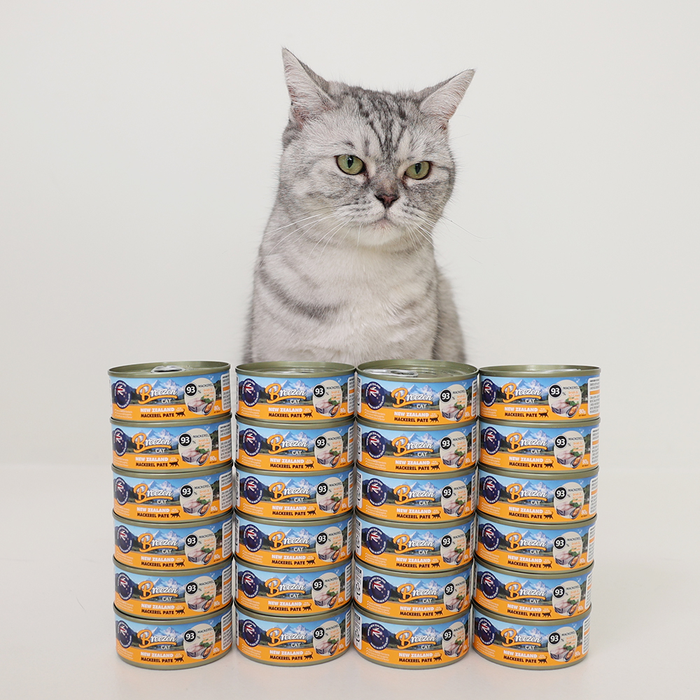 브리젠 뉴질랜드산 전연령 고양이 주식캔 습식사료 파테 고등어, 80g, 24개
