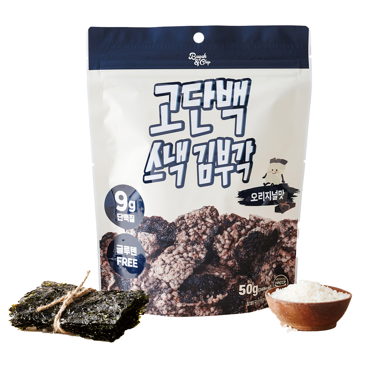 부각앤칩 고단백 시즈닝 오리지널 김부각 5종 50g (최소 4봉) 남원 찹쌀 수제 간식