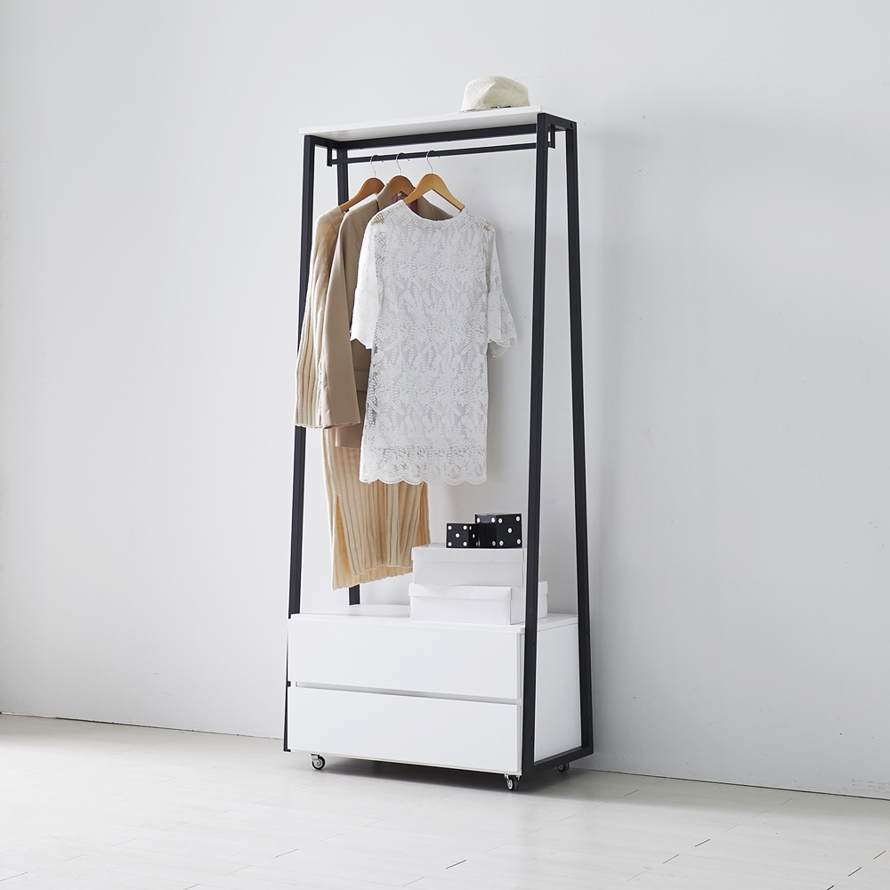 비바 서랍식행거 철제 시스템 일자 바퀴달린 이동식 2단 800 - 상세 이미지 4