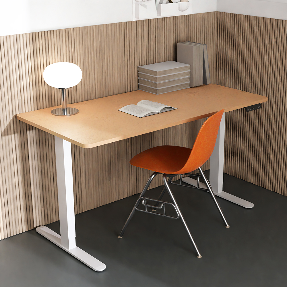 쿠잉 전동모션데스크 높이조절 높낮이조절 스탠드 서서 일하는 공부하는 책상 1400x750mm, 우드 상판 + 블랙 프레임