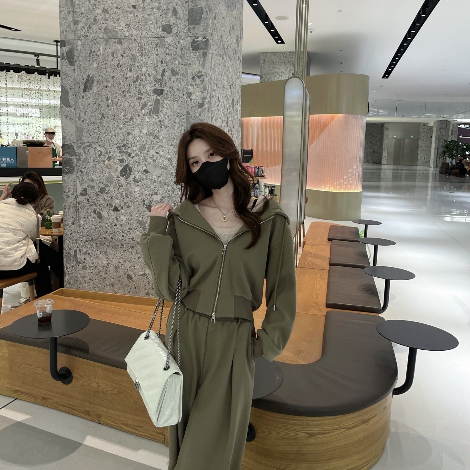 웨일쓰 여성 후드집업 바람막이 트레이닝세트 빅사이즈 오버핏 캐주얼 운동 츄리닝 상하의 세트 핑크 퍼플 예쁜 캐주얼세트 - 상세 이미지 4