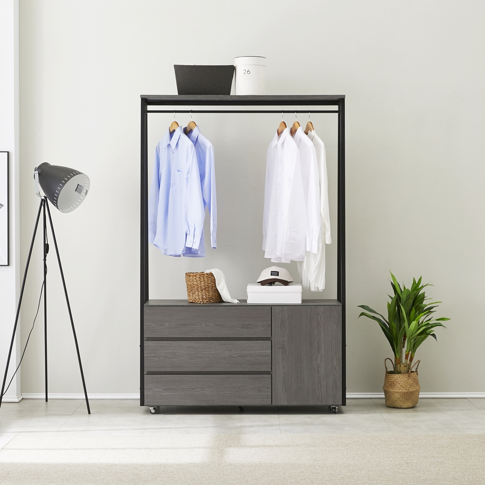 비바 서랍식행거 철제 시스템 일자 바퀴달린 이동식 3단 1200 - 상세 이미지 2