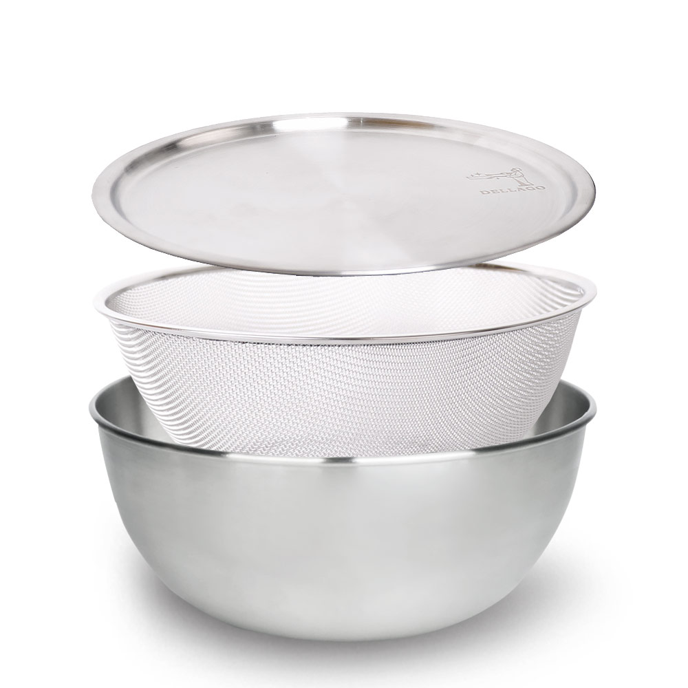 델라고 믹싱볼 양푼 양푼이 세척 스텐 쌀세척 볼 3종 세트 18cm