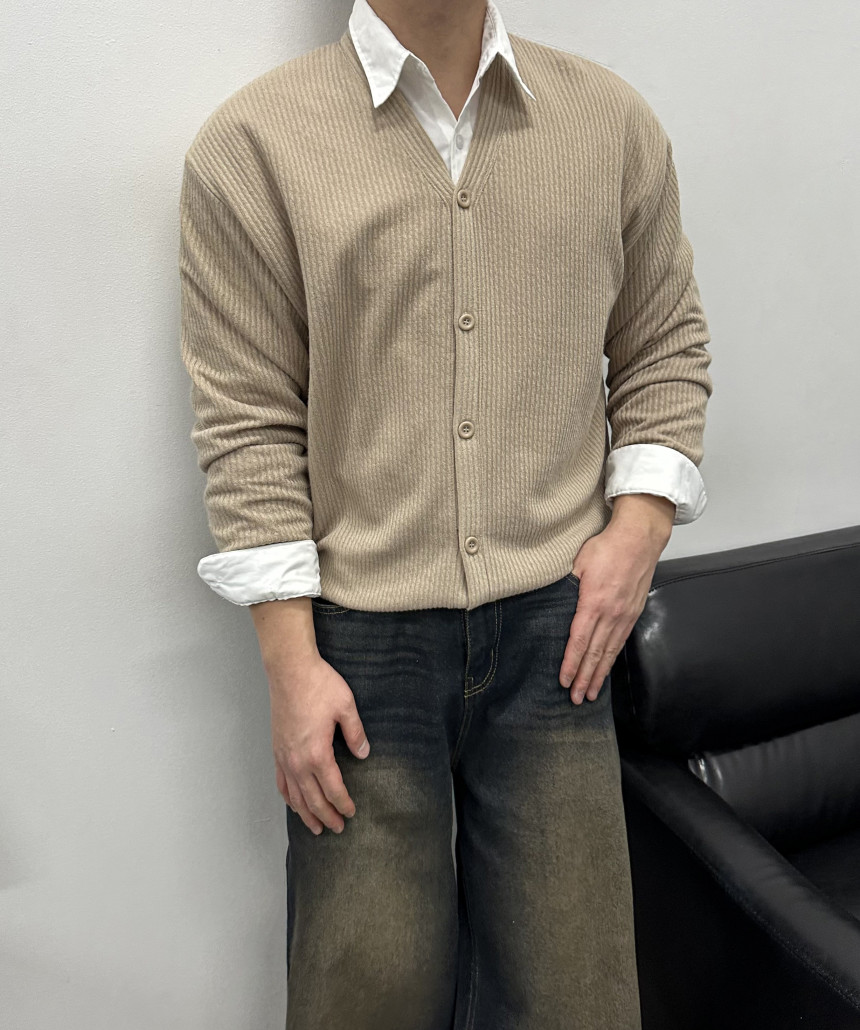 [M~5XL] 빅사이즈 2타입 라운드 브이넥 골지 가디건 6컬러 하객룩 트위드 자켓 상세 이미지 29
