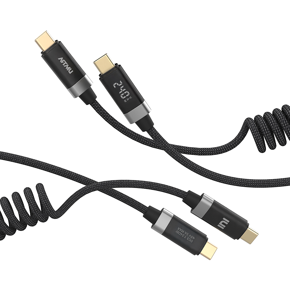 스프링 C타입 to C 100W 240W 5A PD LED 디스플레이 고속충전 케이블 - 상세 이미지 3