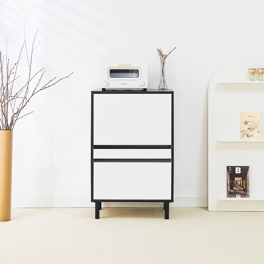 에그미 밥솥장 밥솥레일 슬라이딩 에어프라이어 밥통 선반 600x400x935mm, 2단, 화이트