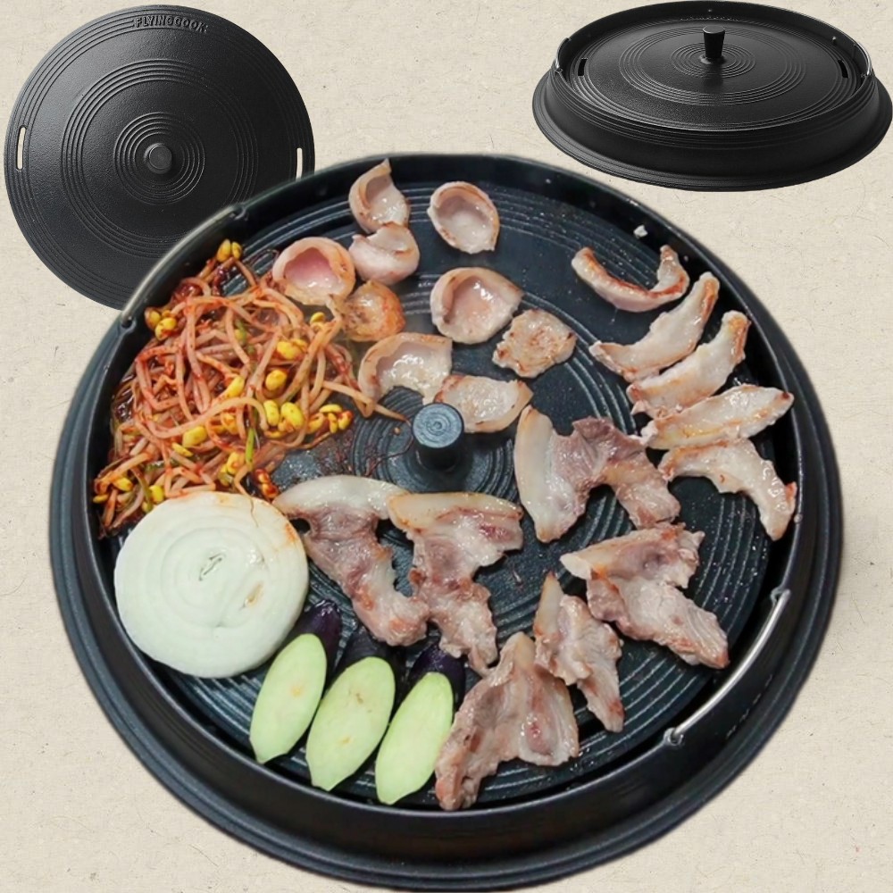 무쇠 주물 솥뚜껑 불판 삼겹살 불고기 원형 냉삼 구이판