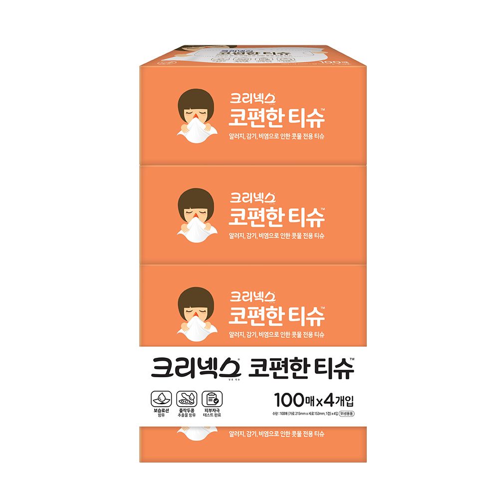 크리넥스 코편한 티슈 100매X4개입