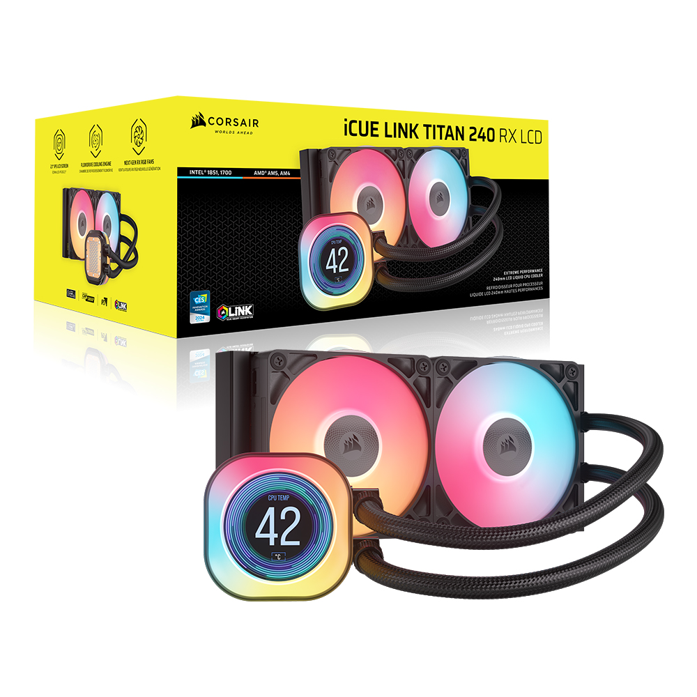 커세어 iCUE LINK TITAN 240 RX LCD 수냉쿨러 블랙
