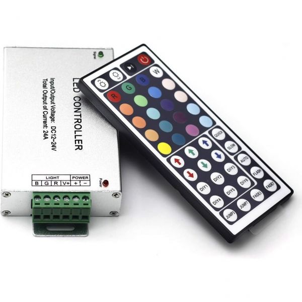 dc모터속도조절기 제어 PWM 회전 RGB LED 스트립 5050 3528 SMD용 12V24V DC 20A 240W 44Key IR 리모컨 : 양평쇼퍼