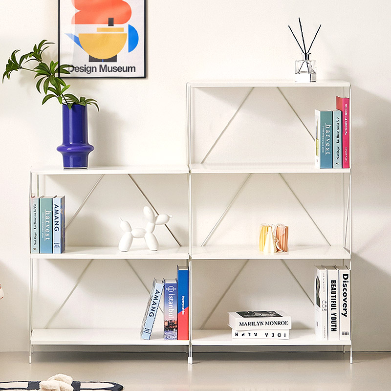 E0자재 메르시 스틸프레임 철제 DIY 책꽂이 책장 5단 600 화이트 프레임