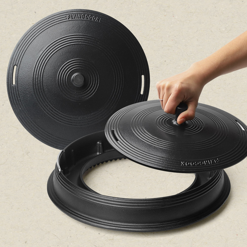 무쇠 주물 솥뚜껑 불판 삼겹살 오리 불고기 원형 냉삼 구이판 직화 논스틱 기름받이 철판