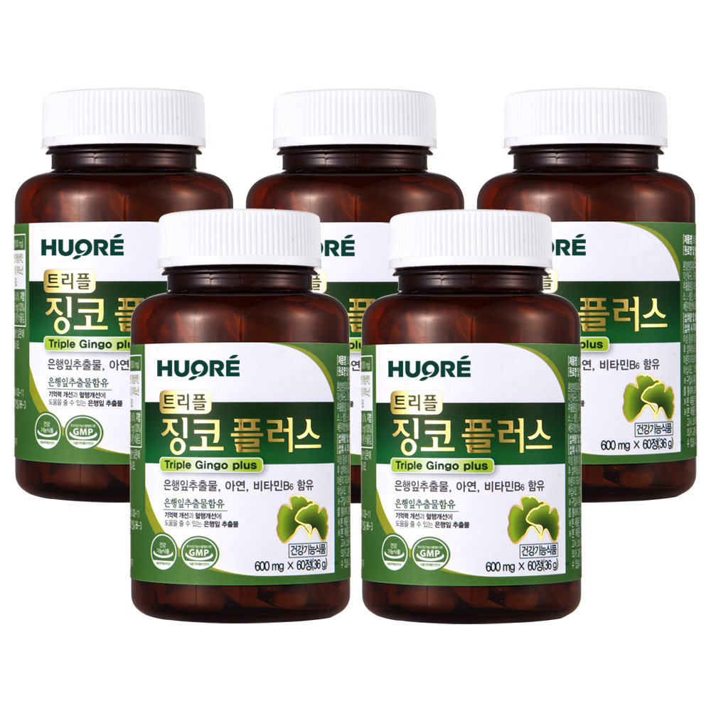 은행잎추출물 트리플 징코플러스 혈액순환 60정, 5개