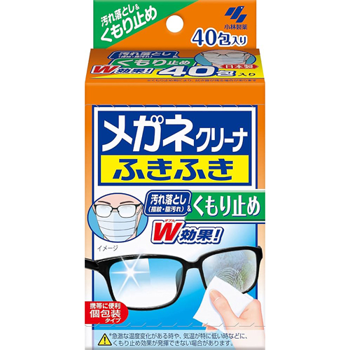 코바야시 메가네 후키후키 안경 클리너 일본 일회용 안경닦이 김서림방지 40매