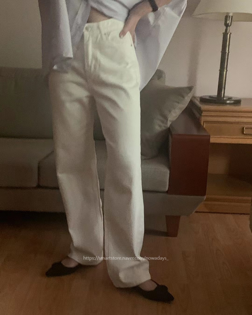 프리러브 콜리 화이트 진 코튼 데님 팬츠 일자 데일리 바지 상세 이미지 7