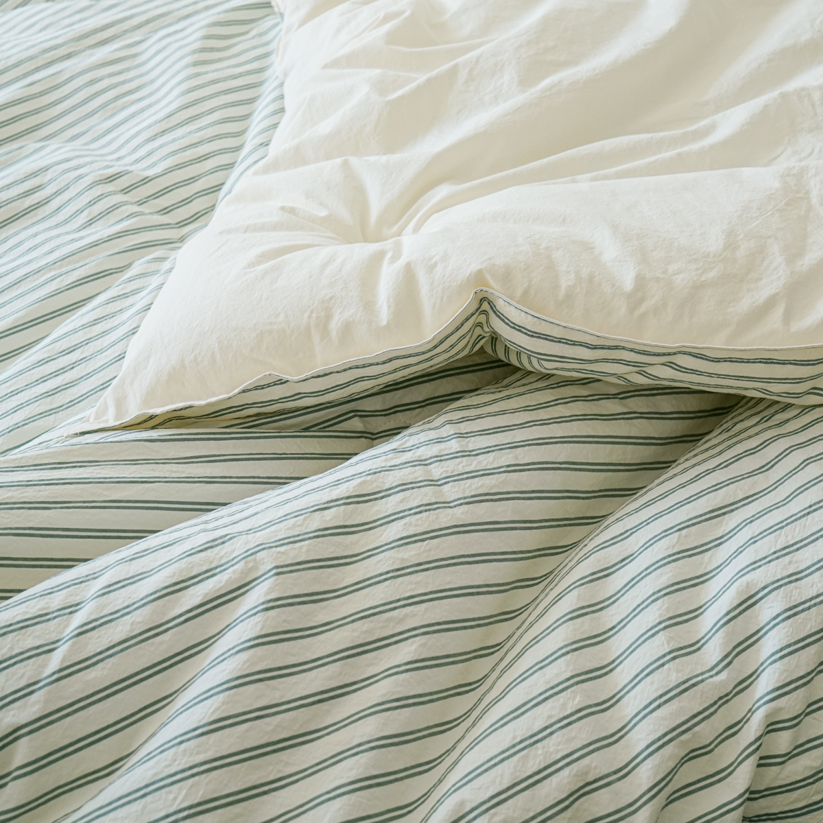 80수 순면 스트라이프 차렵이불 사계절 딥그린, Q(퀸)