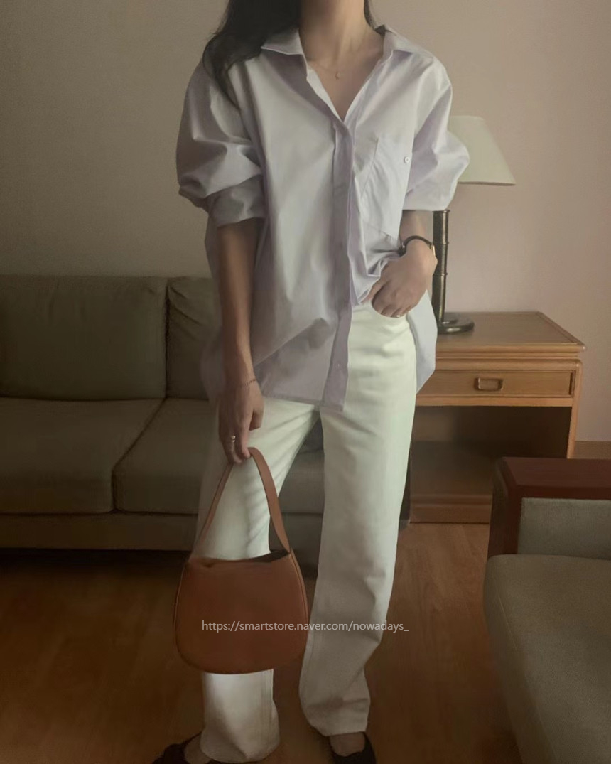프리러브 콜리 화이트 진 코튼 데님 팬츠 일자 데일리 바지 상세 이미지 5