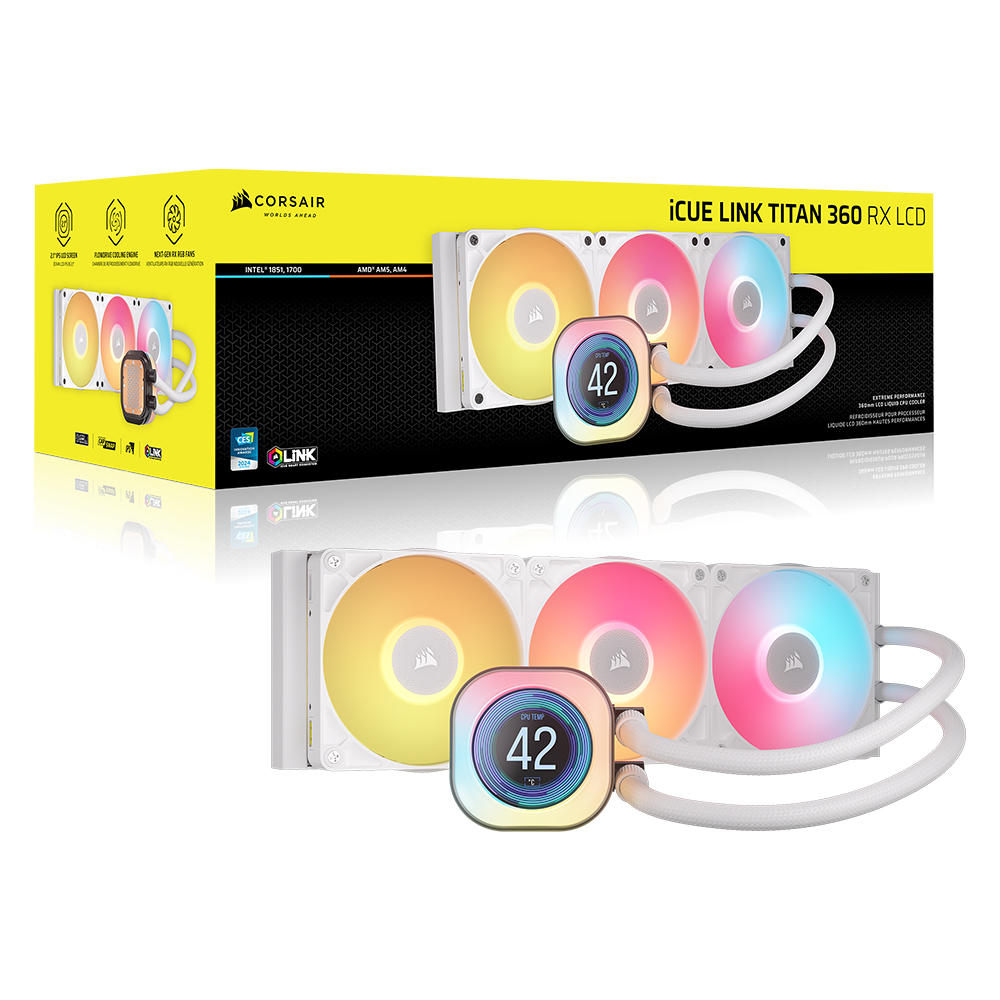 커세어 iCUE LINK TITAN 360 RX LCD 수냉쿨러 화이트