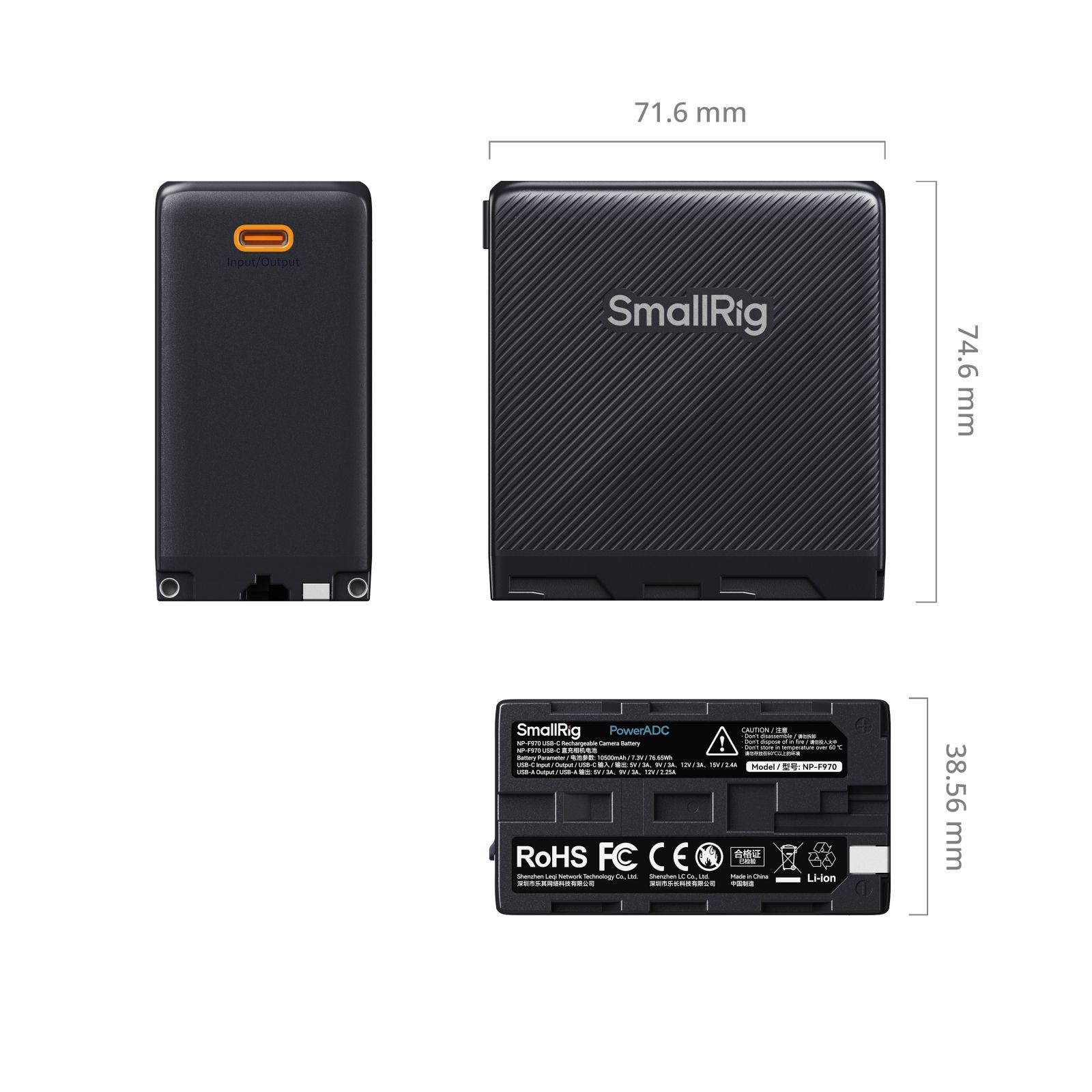 스몰리그 NP-F970 USB-C 충전식 배터리 블랙 4469 - 상세 이미지 4