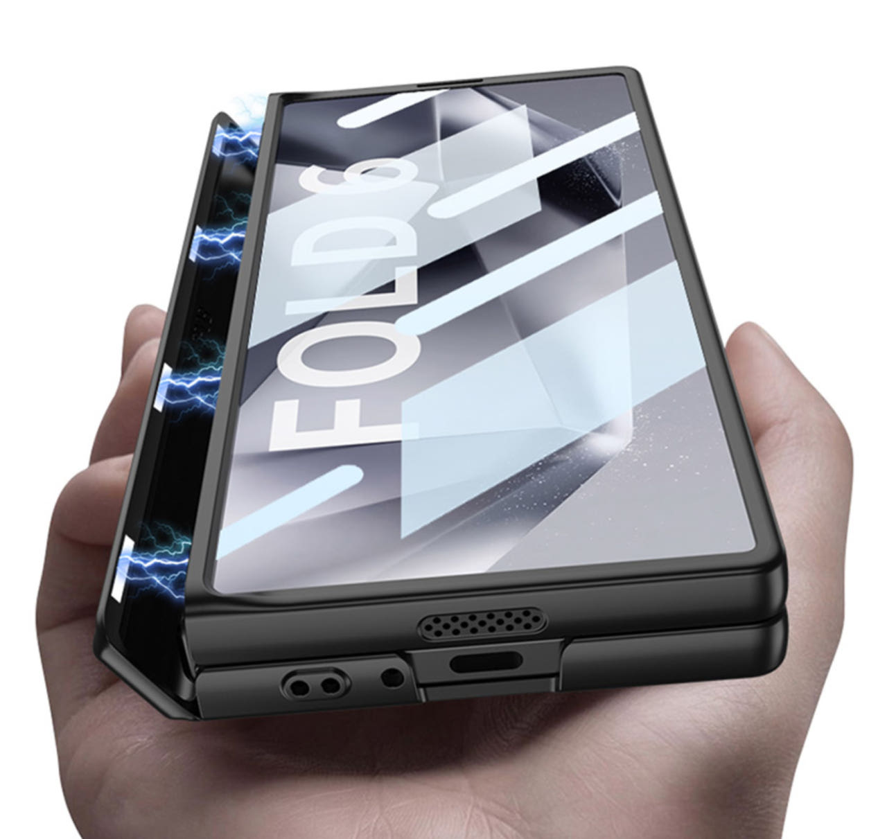 힌지보호 풀커버 스탠딩 케이스 다크그린, 갤럭시Z 폴드6 - 상세 이미지 3