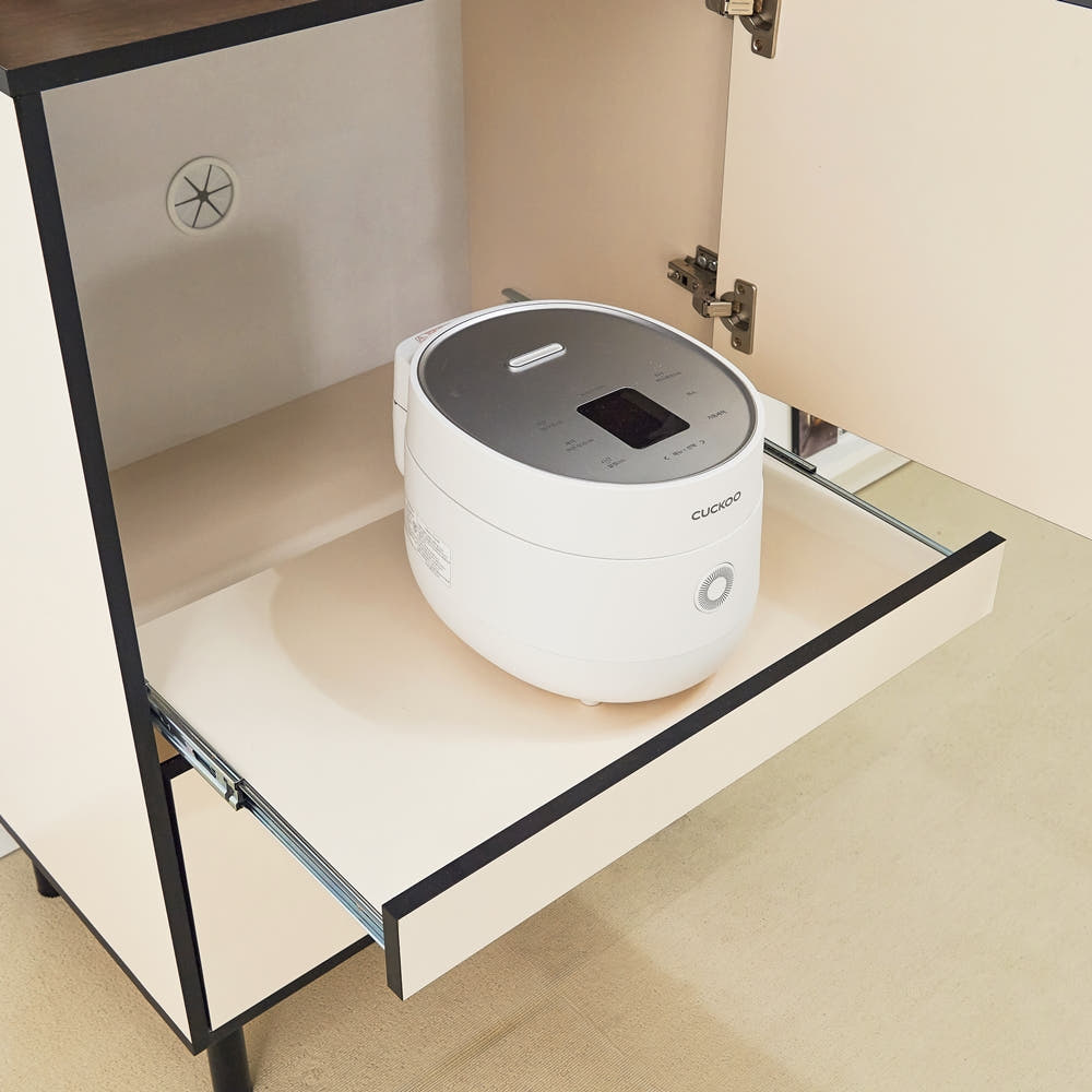 에그미 밥솥장 밥솥레일 슬라이딩 에어프라이어 밥통 선반 600x400x935mm, 2단, 화이트