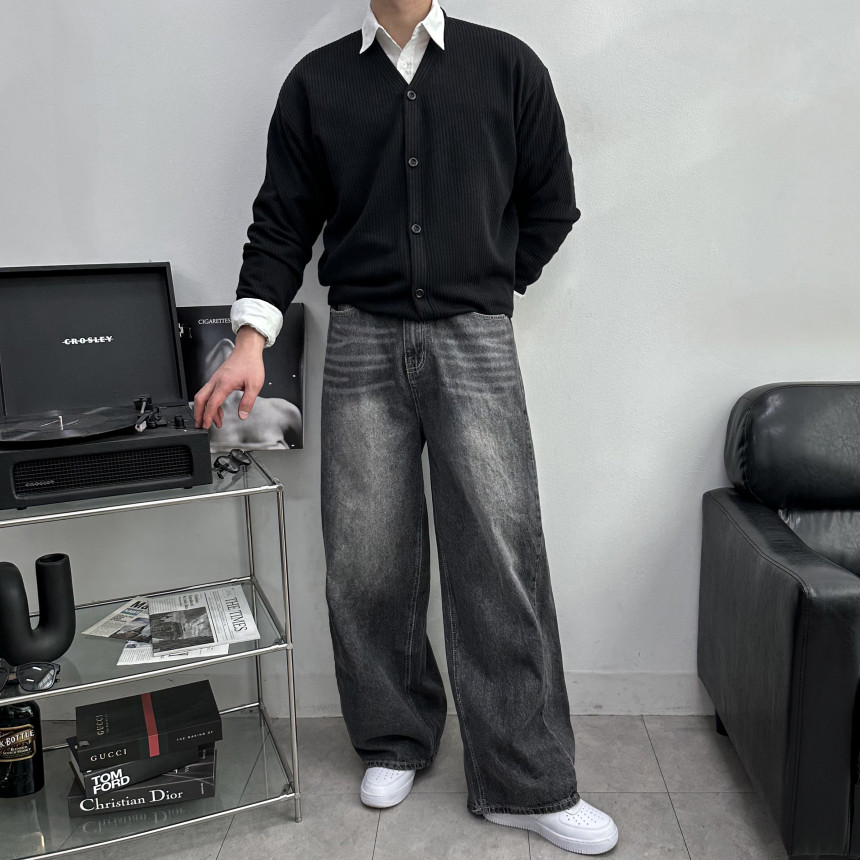 [M~5XL] 빅사이즈 2타입 라운드 브이넥 골지 가디건 6컬러 하객룩 트위드 자켓 상세 이미지 24