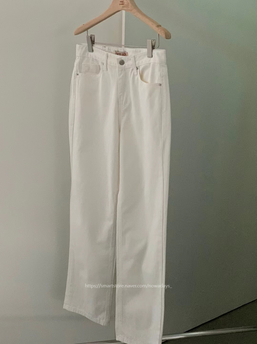 프리러브 콜리 화이트 진 코튼 데님 팬츠 일자 데일리 바지 상세 이미지 12