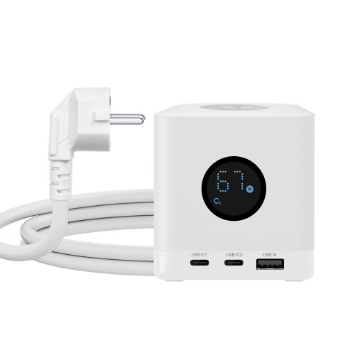 에디토 미니 큐브 멀티탭 GAN 스마트 LCD 타워형 고용량 4000W PD 67W 2m 이미지 6