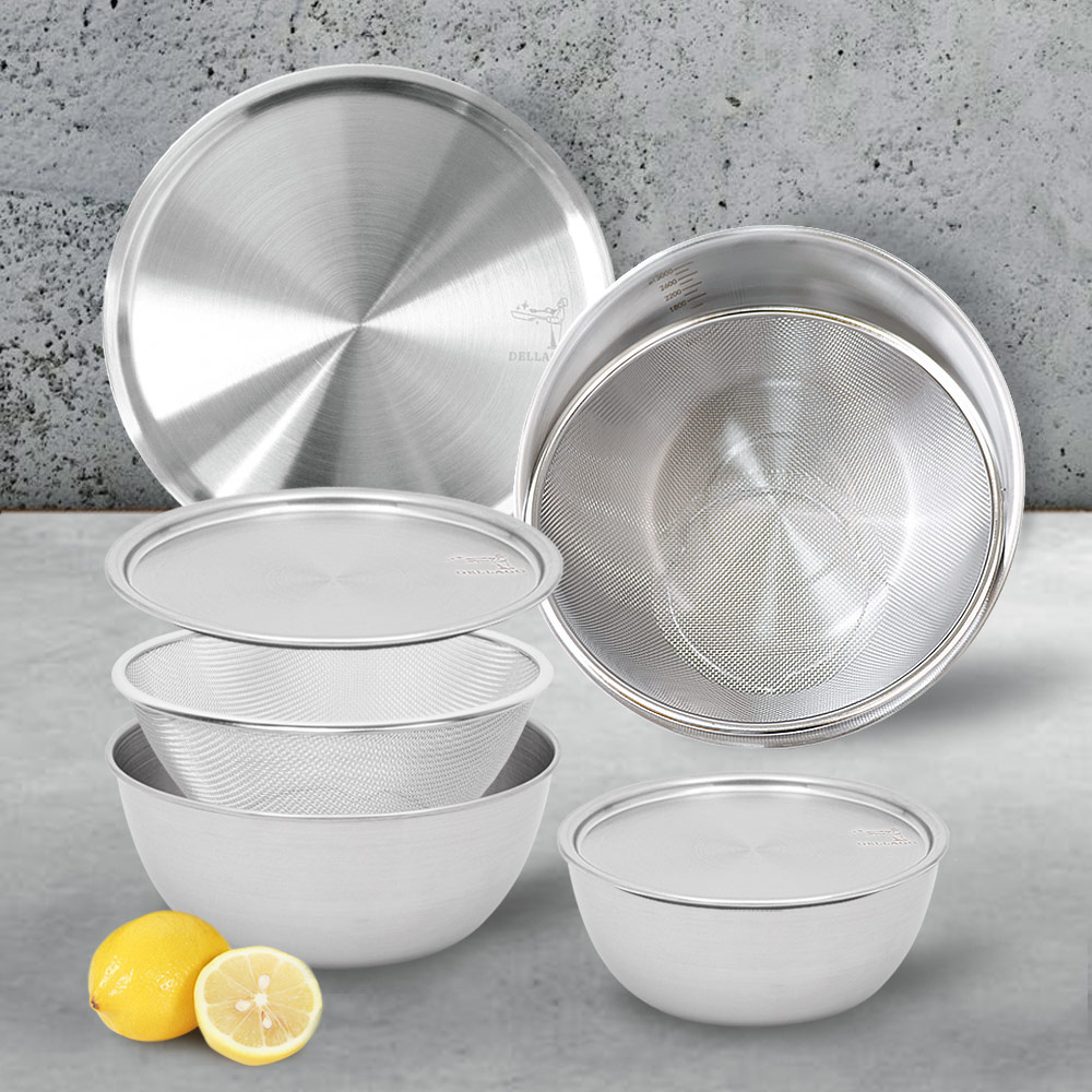 델라고 믹싱볼 양푼 양푼이 세척 스텐 쌀세척 볼 3종 세트 18cm