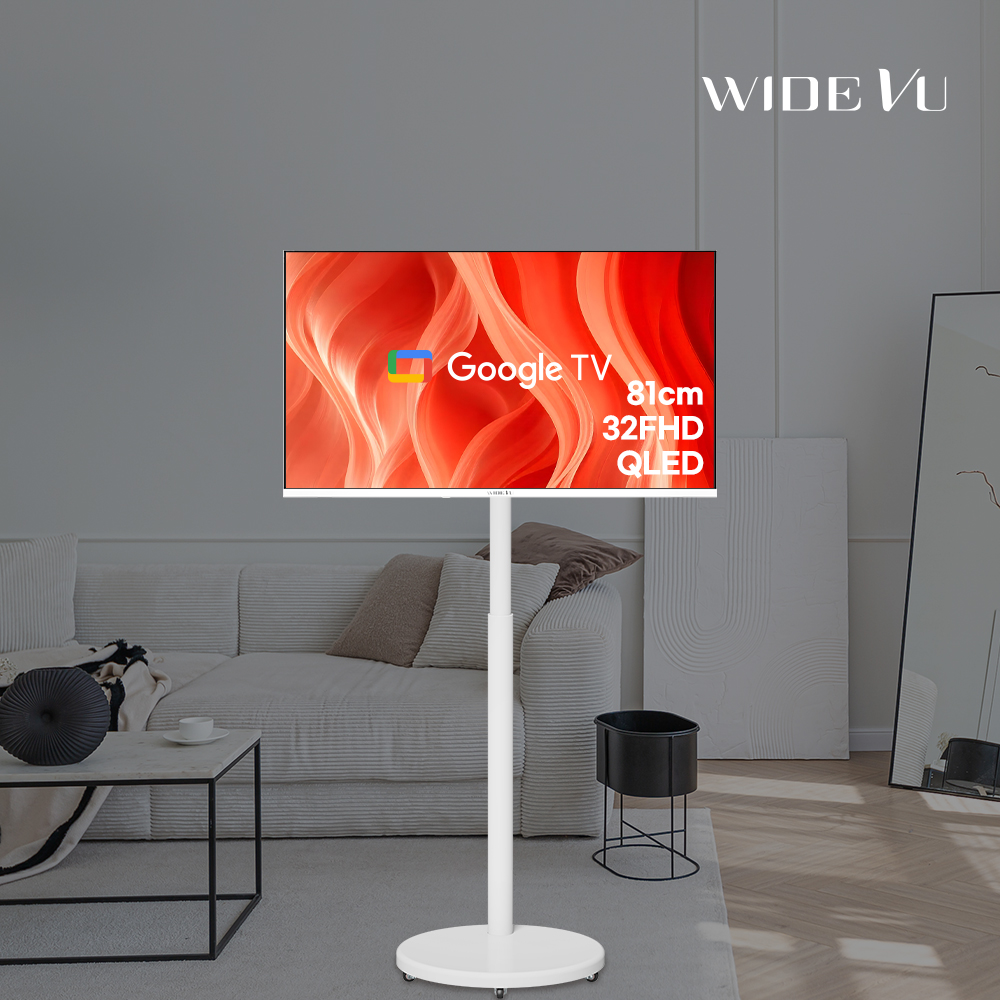 와이드무빙뷰 화이트에디션 삼탠바이미V3 셋트 QLED 81cm(32인치) FHD 스마트 이동식 TV 중소바이미 유압식 높이조절 삼텐바이미 이미지 3