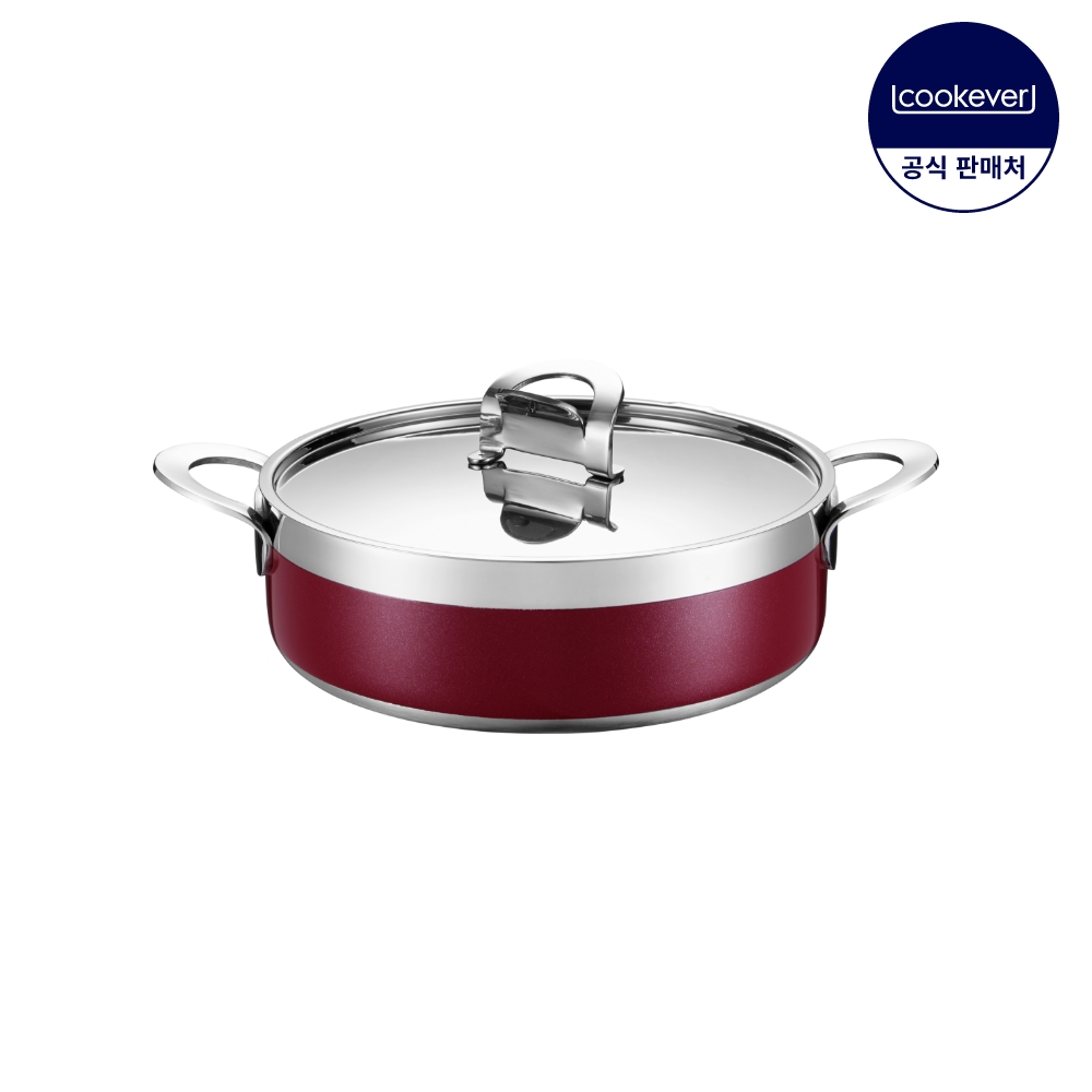 쿡에버 PEEL 프리미엄 인덕션 통5중 스텐 버건디 전골 냄비 24cm