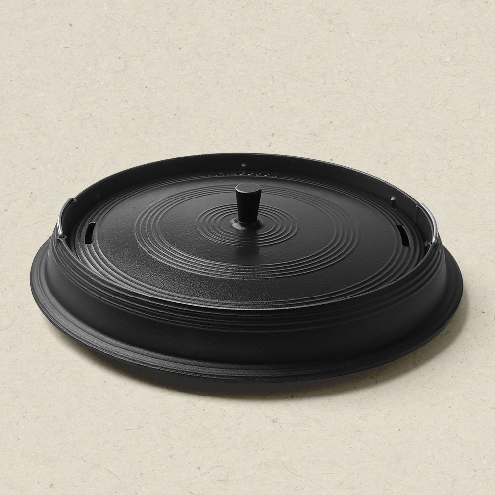 무쇠 주물 솥뚜껑 불판 삼겹살 오리 불고기 원형 냉삼 구이판 직화 논스틱 기름받이 철판