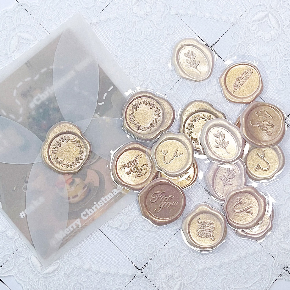 실링왁스 스티커 웨딩 엽서 봉투 포장 B타입 루나브라운 청첩장 스티커 18개입