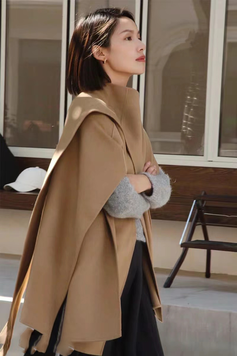 여성 케이프코트 핸드메이드 울100 판초 언밸런스 5색상 - 상품 이미지