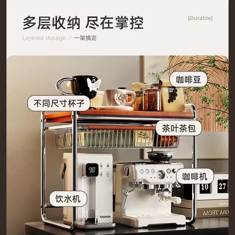 홈카페 꾸미기 인테리어 수납장 보조장 카페장 받침대 카페 주방 틈새 커피머신선반 - 상세 이미지 5