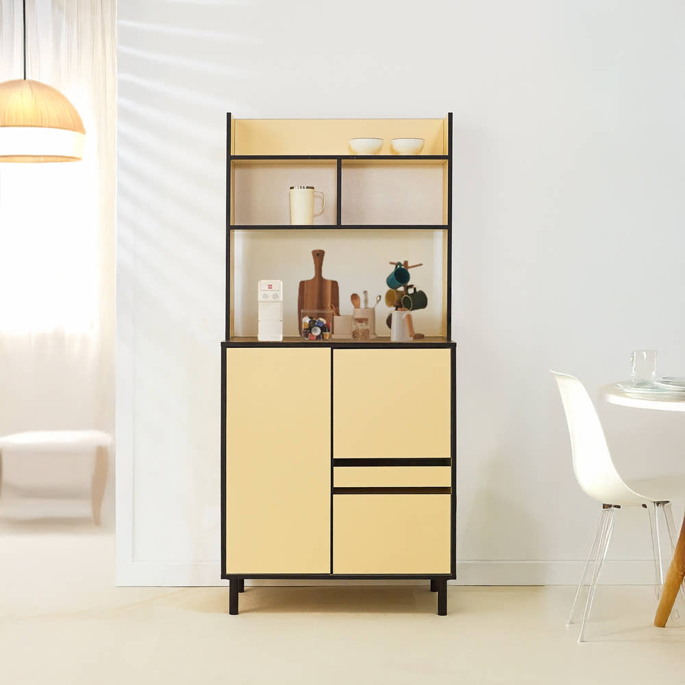 에그미 홈카페장 팬트리장 냉장고장 주방키큰장 홈바장 800x400x1735mm, 5단, 버터옐로우