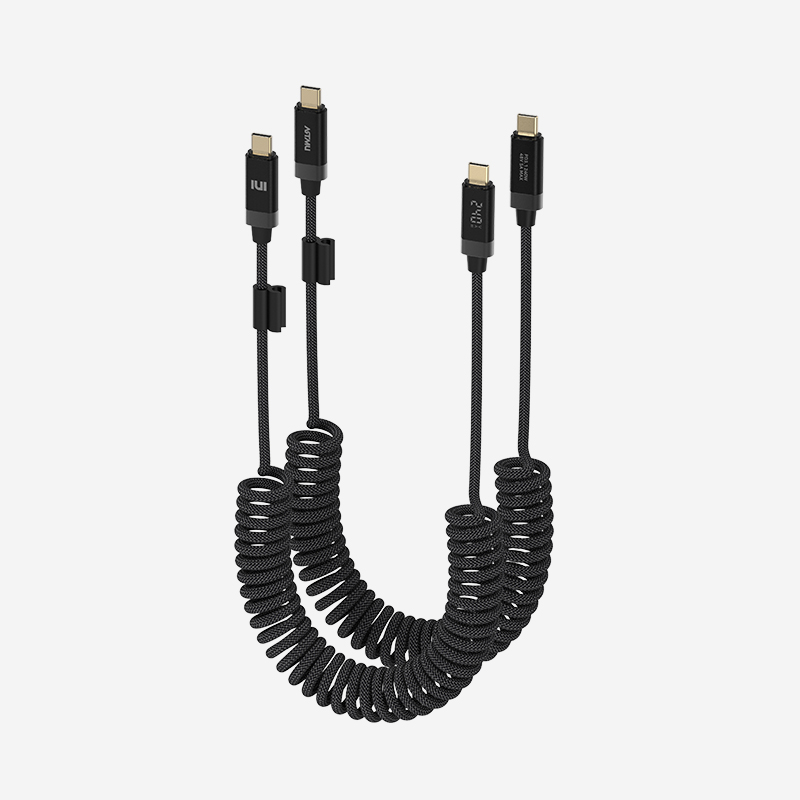 스프링 C타입 to C 100W 240W 5A PD LED 디스플레이 고속충전 케이블