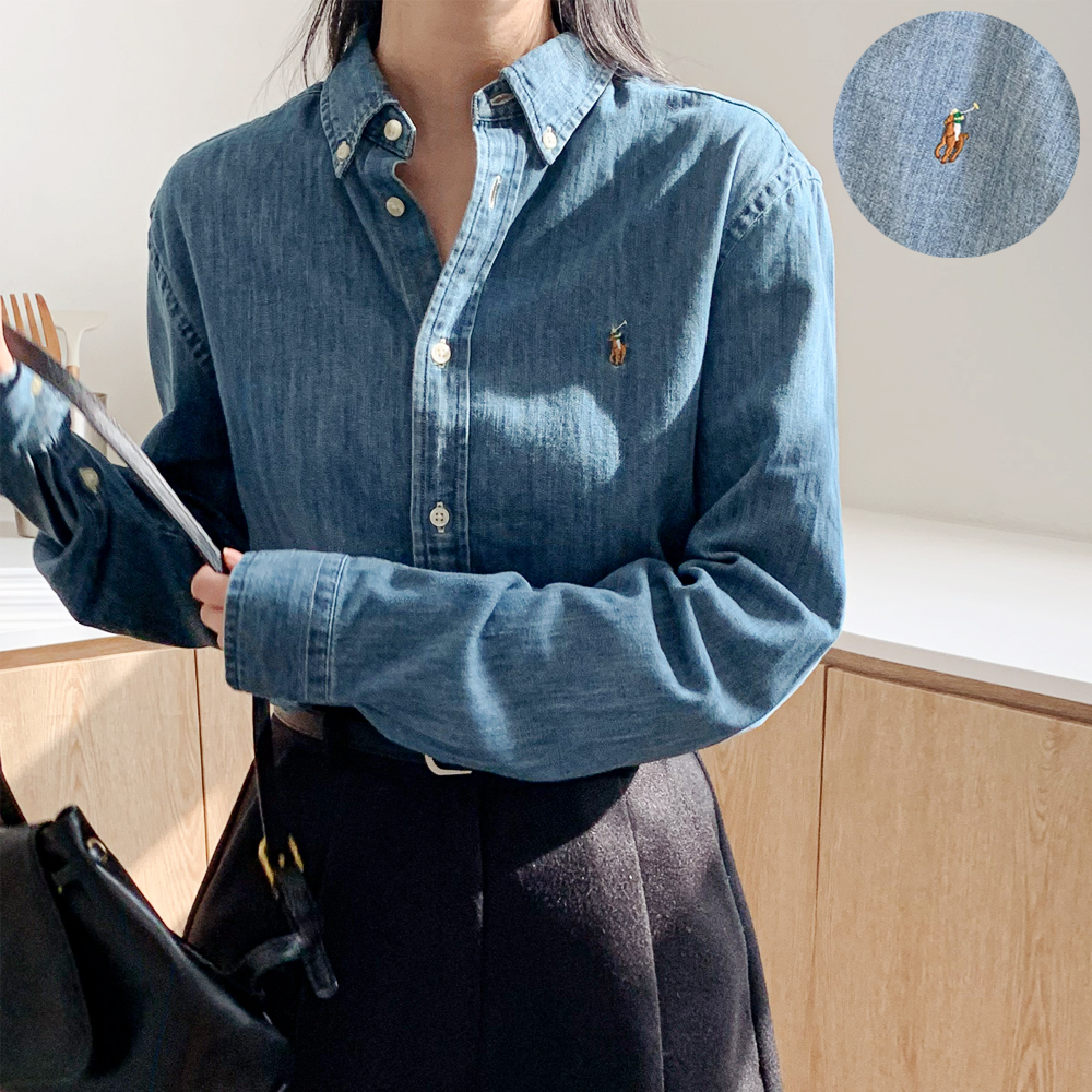 폴로 보이즈 데님셔츠 여성 샴브레이 청남방 제품 이미지