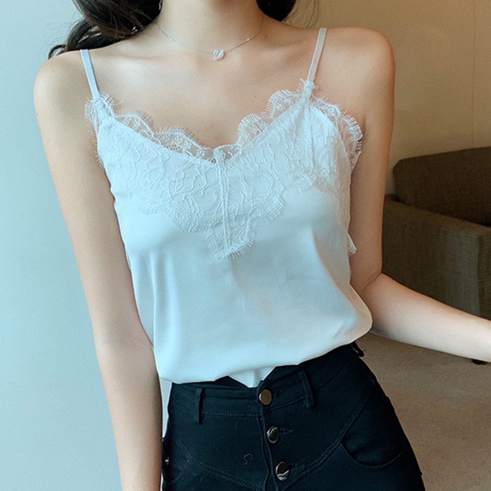 레이어드나시블라우스 끈 새틴 레이스 이너 블라우스 1+1 - 상세 이미지 2