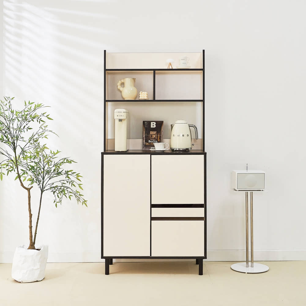 에그미 홈카페장 팬트리장 냉장고장 주방키큰장 홈바장 800x400x1735mm, 5단, 크림화이트