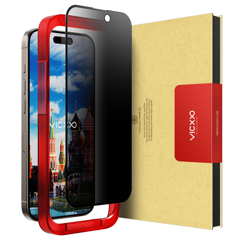 빅쏘 4D 사생활보호필름 강화유리 아이폰15 프로, 1매입