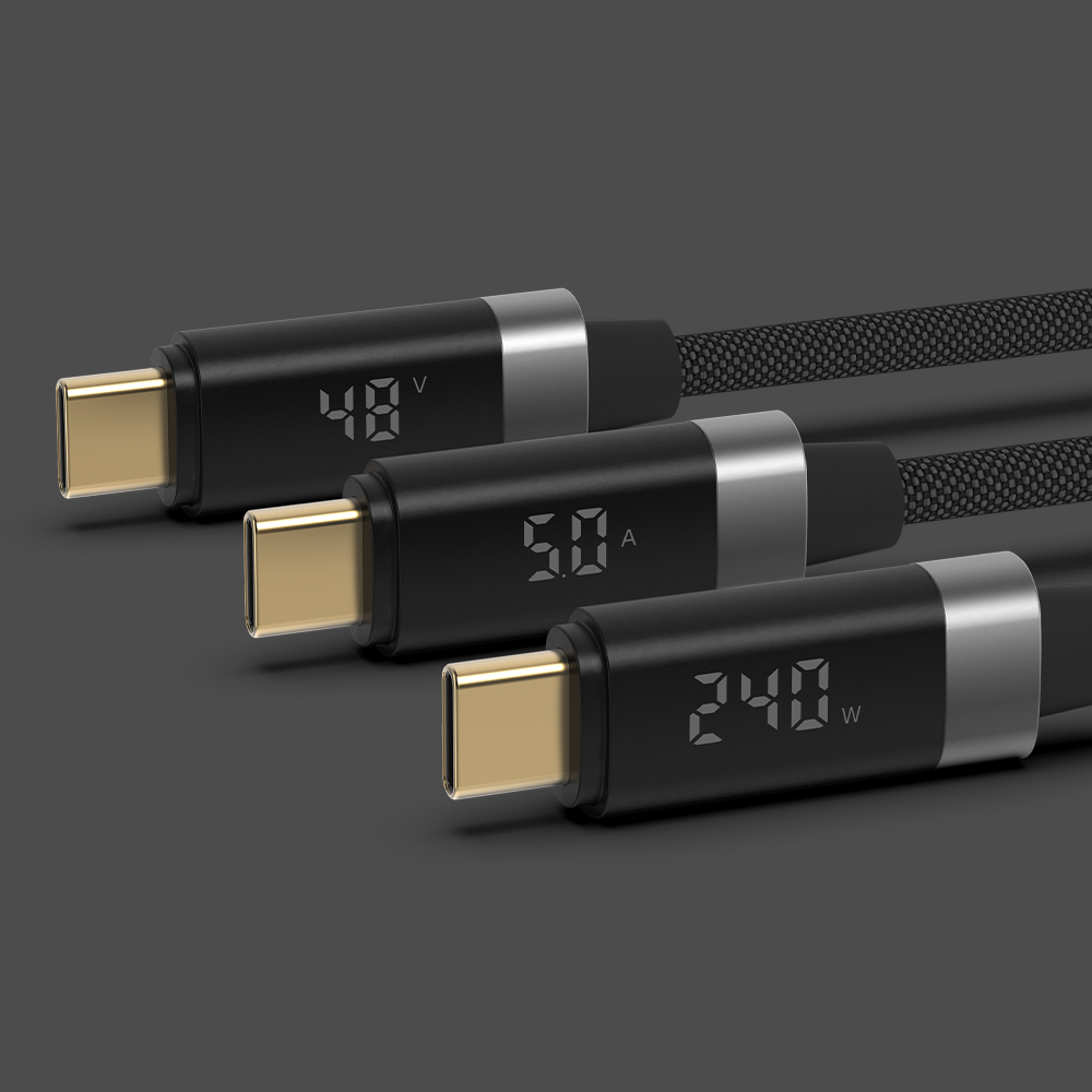 C타입 to C 100W 240W 5A PD LED 디스플레이 고속충전 케이블 50cm