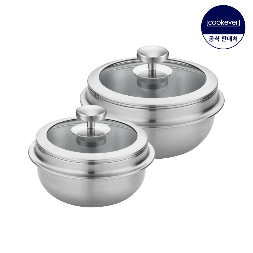 쿡에버 IH 인덕션 통3중 스텐 뚝배기 2종 세트 (G14+G16)