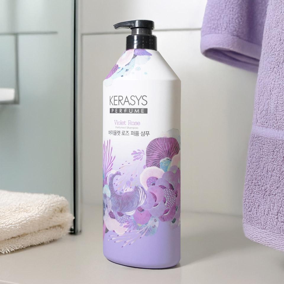 메가마트 애경 케라시스 바이올렛 로즈 퍼퓸 샴푸 600ml - 상세 이미지 2