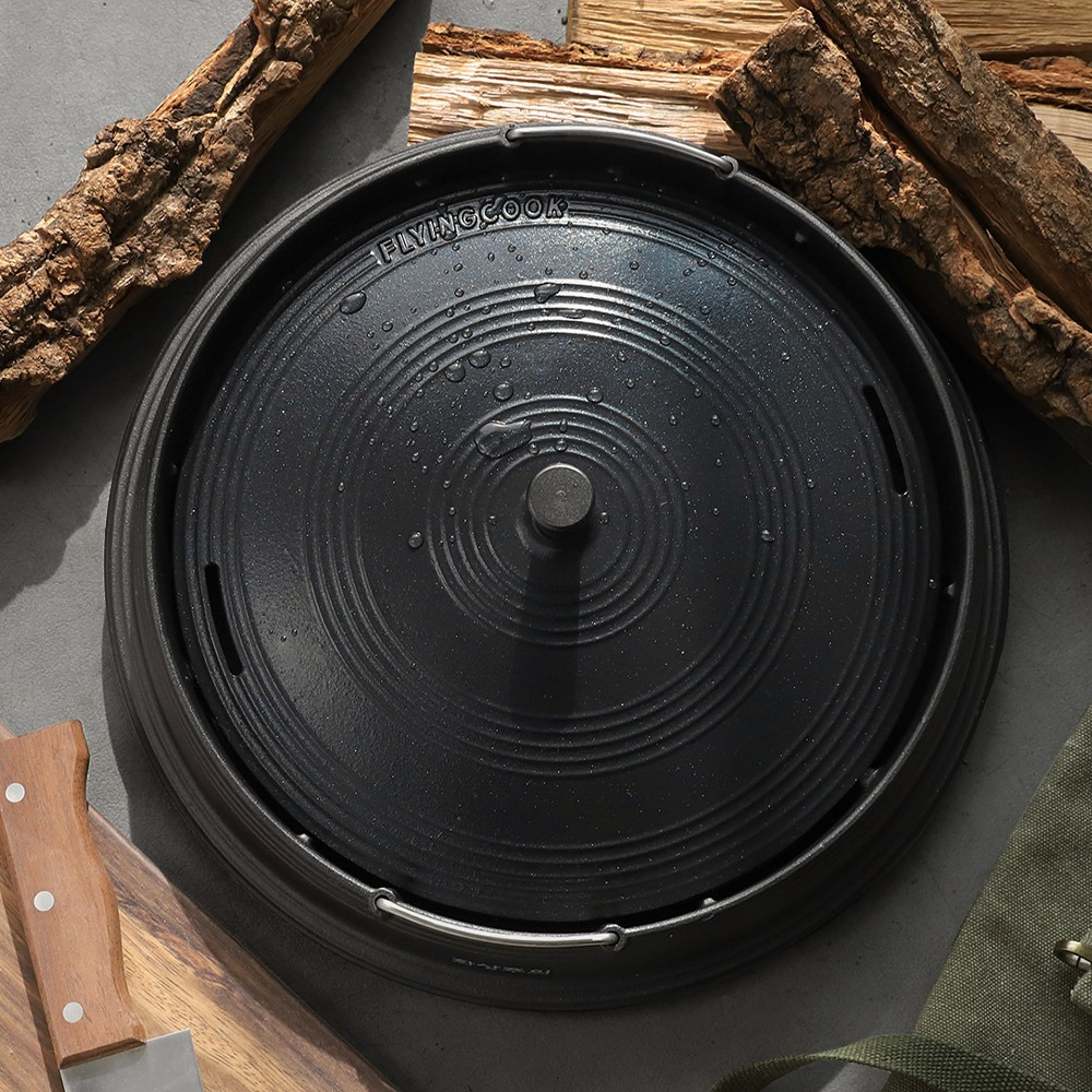 무쇠 주물 솥뚜껑 불판 삼겹살 오리 불고기 원형 냉삼 구이판 직화 논스틱 기름받이 철판