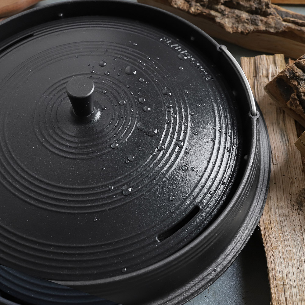 무쇠 주물 솥뚜껑 불판 삼겹살 오리 불고기 원형 냉삼 구이판 직화 논스틱 기름받이 철판