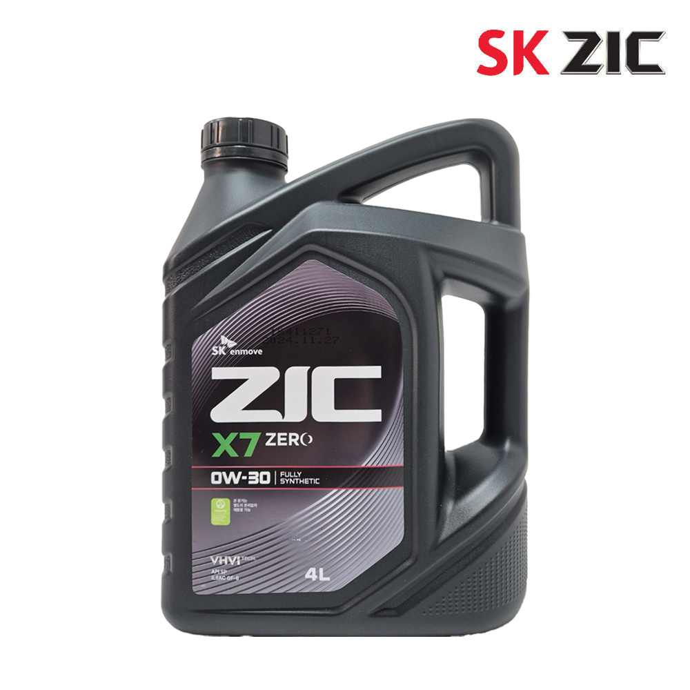 ZIC X7 지크 0W30 가솔린 엔진오일 4L 제로 저점도 100% 합성유