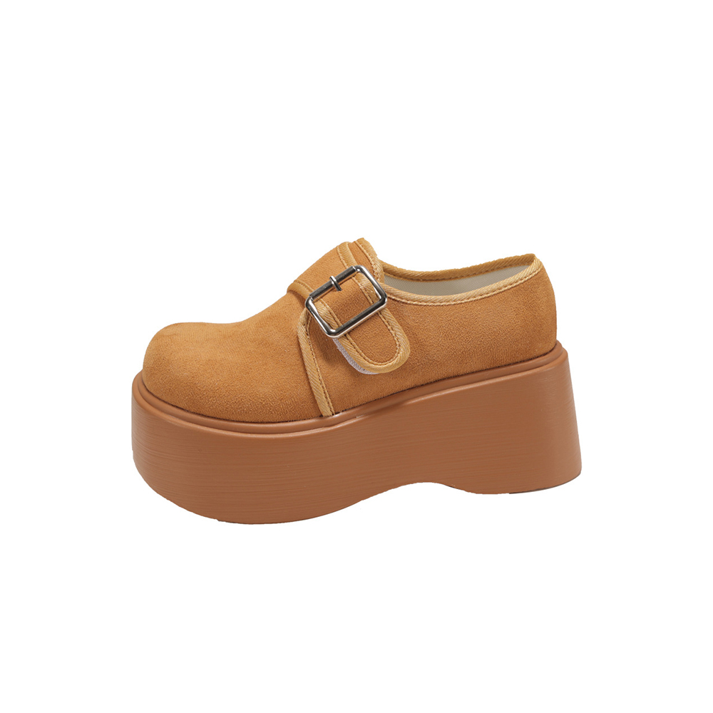 발편한 키높이 통굽 스웨이드 로퍼 여성 버클 캐주얼 슈즈 - 상세 이미지 2